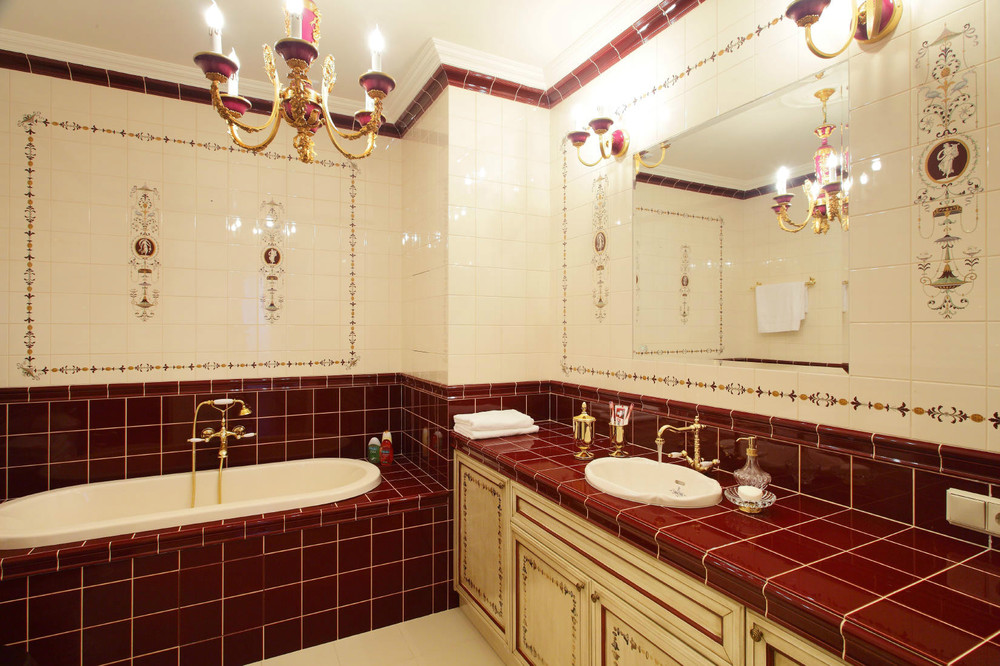 Ванная комната в бордовых тонах, автор Ольга Деревлёва, конкурс "лучшая ванная комната"